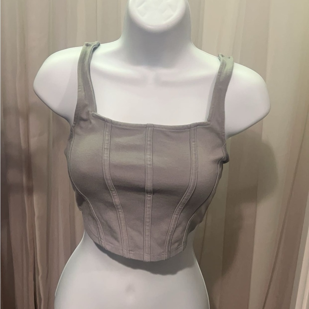 Forever 21 grey Curved Hem Crop Top